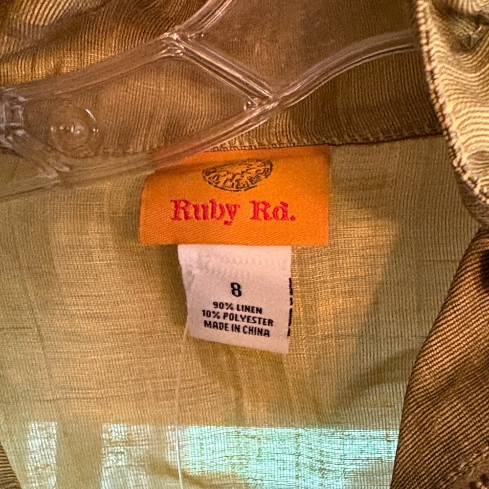 Ruby Rd. Green Linen Blend Jacket - Picture 2 of 5